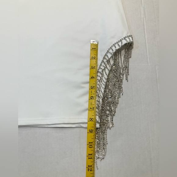 12th Tribe Size Large Madelyn White Crystal Mini Dress - Picture 11 of 13